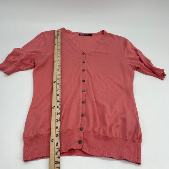 WOOLOVERS Cardigan Silk Cotton Short Sleeve Womens Size M Preppy Sweater Cottage - Picture 6 of 7